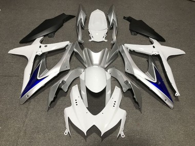Economici 2008-2010 Bianco Lucido Con Parte Inferiore Nera Opaca Argento & Blu GSXR 600-750 Carena