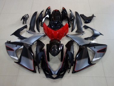 Economici 2011-2024 Grigio Lucido/Nero Con Rosso GSXR 600-750 Carena