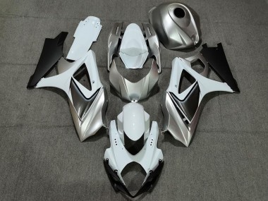 Carena Moto Suzuki GSXR 1000 2007-2008 - Bianco Argento Nero Economici