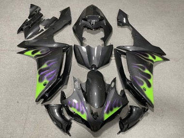 Carena Moto Yamaha R1 2007-2008 - Fibra di Carbonio Verde Viola Fiamma Economici