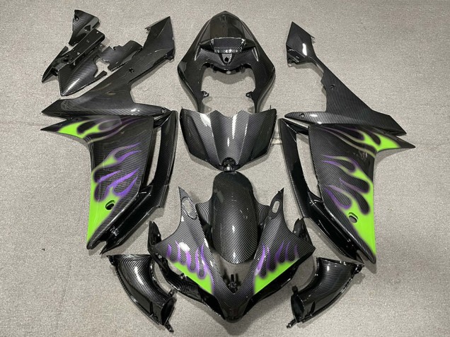 Carena Moto Yamaha R1 2007-2008 - Fibra di Carbonio Verde Viola Fiamma