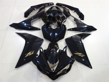 Carena Moto Yamaha R1 2007-2008 - Nero Lucido Blu Scuro Oro Decal Economici