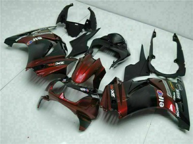 Carena Moto Kawasaki EX250 2008-2012 - Nero Lucido Rosso Bordeaux Economici