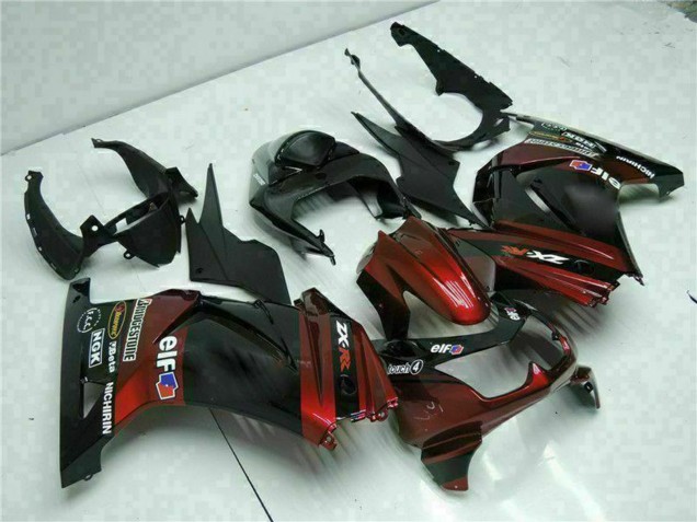 Carena Moto Kawasaki EX250 2008-2012 - Nero Lucido Rosso Bordeaux