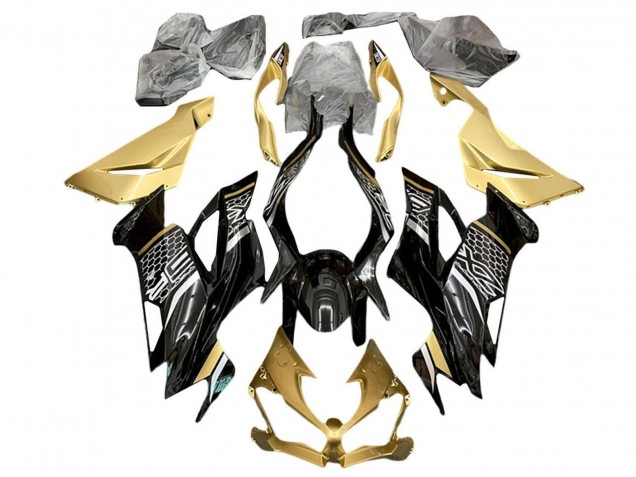 Carena Moto Kawasaki ZX6R 2019-2022 - Oro Nero Lucido Bianco Honeycomb