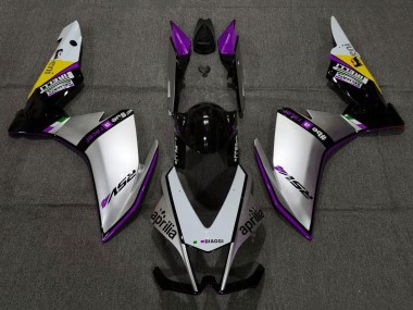 Carena Moto Aprilia RSV4 1000 2009-2015 - Argento Nero Viola Giallo Economici