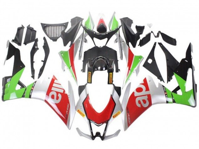 Carena Moto Aprilia RSV4 1000 2009-2015 - Argento Rosso Verde