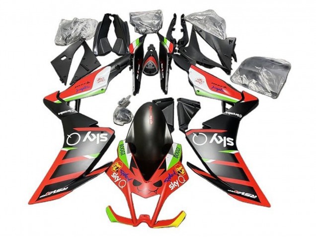 Carena Moto Aprilia RSV4 1000 2009-2015 - Nero Opaco Rosso Verde Bianco