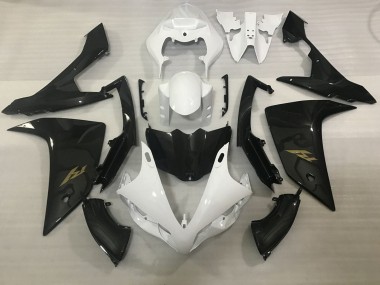 Carena Moto Yamaha YZF 1000 R1 2007-2008 - Bianco Falso Fibra di Carbonio Oro Decal Economici