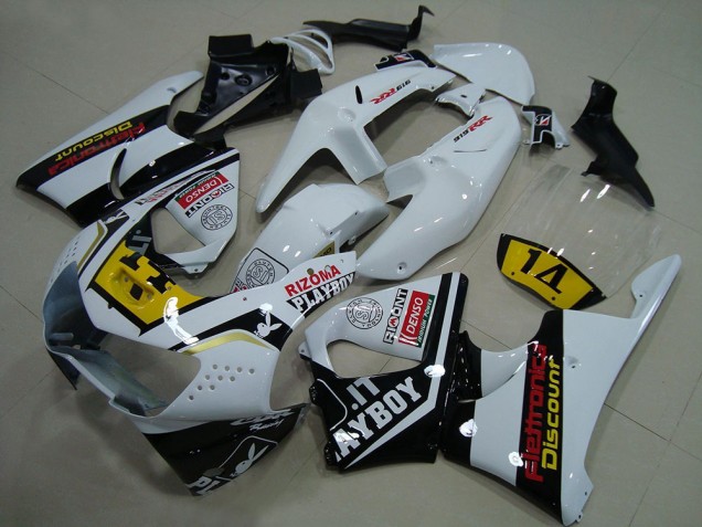 Carena Moto Honda CBR900RR 919 1998-1999 - Bianco Giallo Nero Lucido Playboy 14